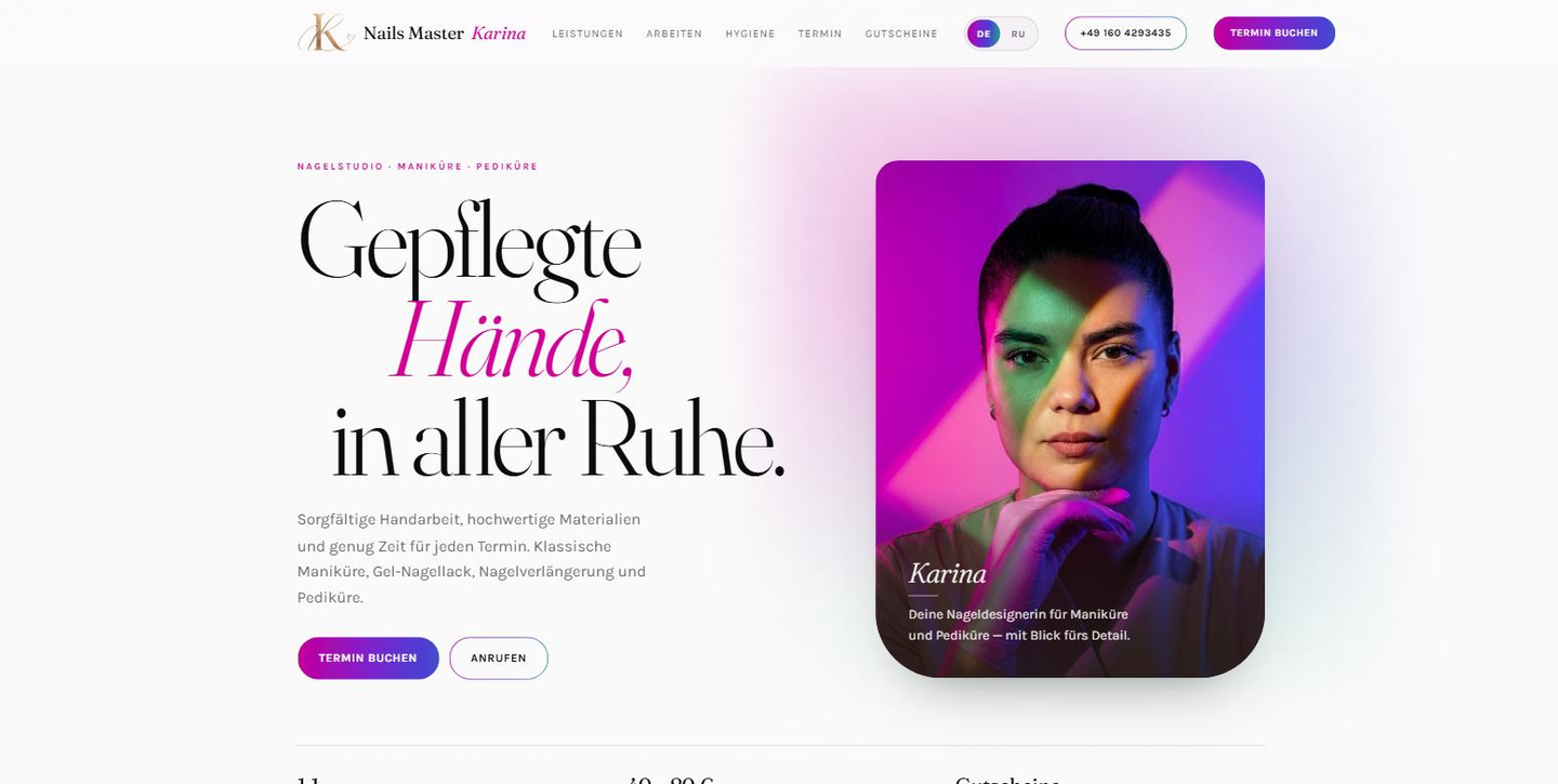 Website von Nails Master Karina